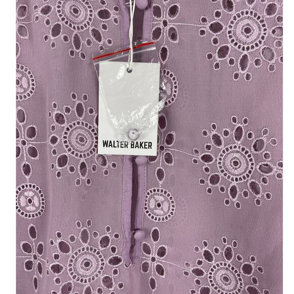Walter Baker Violet Semi-Sheer Pull Over Ruffled Eyelet Tracey Top Size Small - Picture 11 of 11